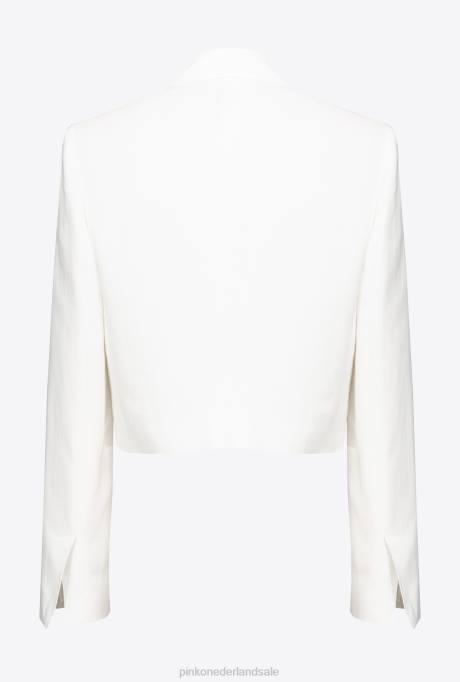 vrijetijdsjassen | L488615 spencerjack van viscose en linnen Pinko zijde wit