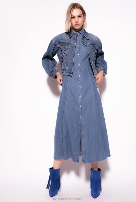 vrijetijdsjassen | L488817 spijkerjasje met vetersluiting Pinko medium vintage wassing