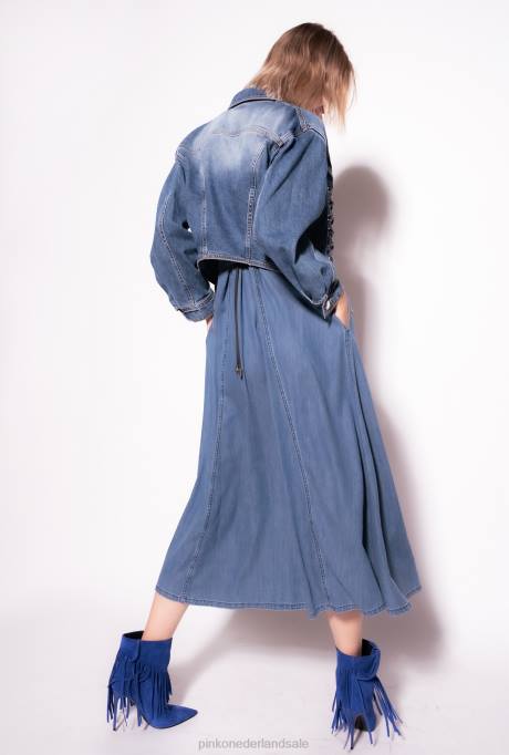 vrijetijdsjassen | L488817 spijkerjasje met vetersluiting Pinko medium vintage wassing