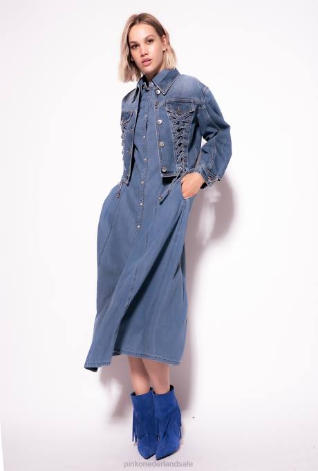 vrijetijdsjassen | L488817 spijkerjasje met vetersluiting Pinko medium vintage wassing