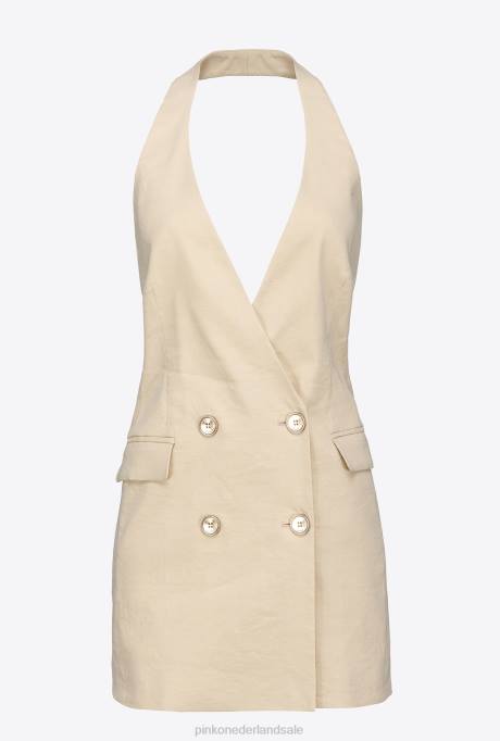 jassen | L488112 lang linnen vest Pinko mat amandelbeige