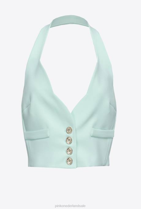 jassen | L488334 gilet met halternek Pinko lichtblauw glas