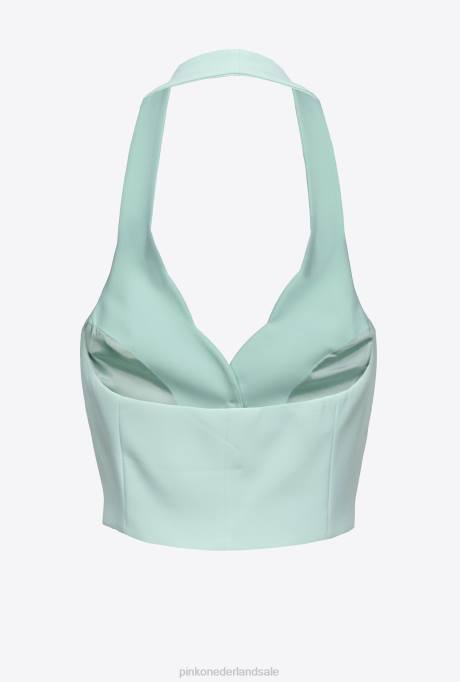jassen | L488334 gilet met halternek Pinko lichtblauw glas