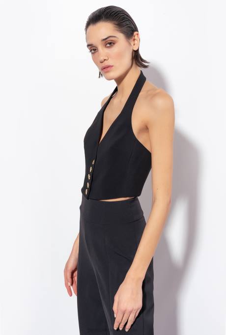 jassen | L488336 gilet met halternek Pinko limousine zwart