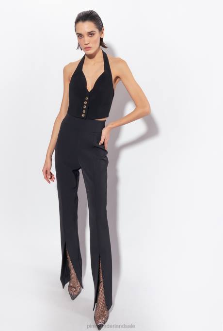 jassen | L488336 gilet met halternek Pinko limousine zwart