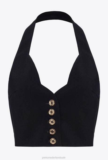 jassen | L488336 gilet met halternek Pinko limousine zwart