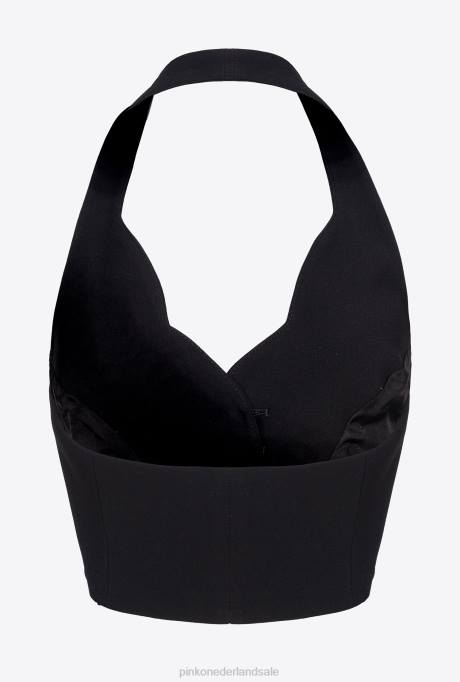 jassen | L488336 gilet met halternek Pinko limousine zwart