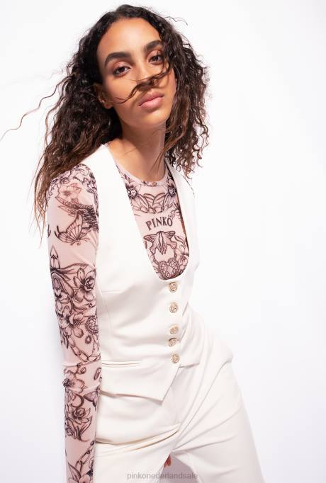 jassen | L488559 kort gilet van technische stof Pinko roze rook wit