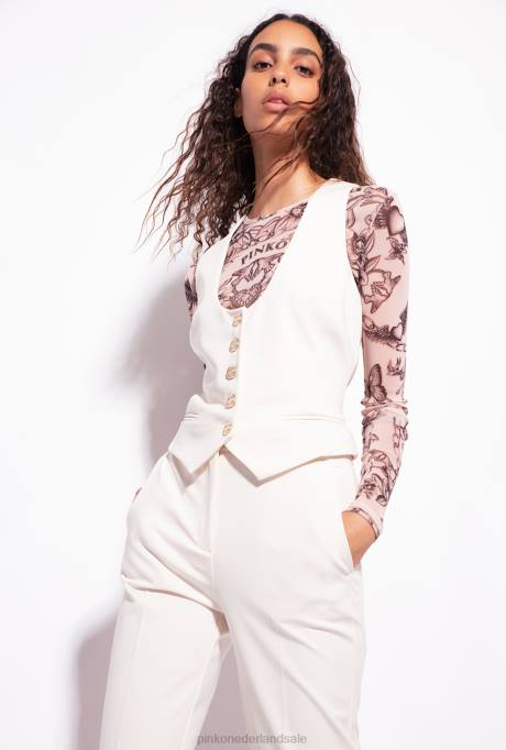 jassen | L488559 kort gilet van technische stof Pinko roze rook wit