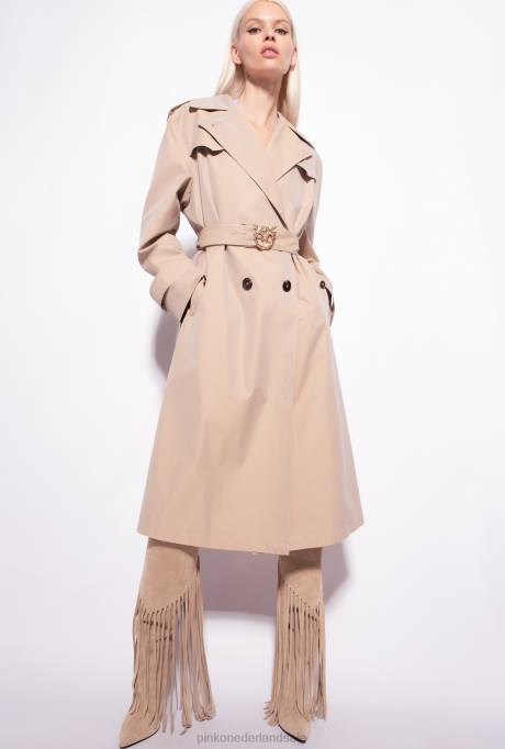 jassen | L488831 trenchcoat met tortelduifjes gesp Pinko safari-beige