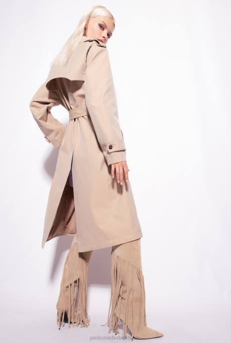 jassen | L488831 trenchcoat met tortelduifjes gesp Pinko safari-beige
