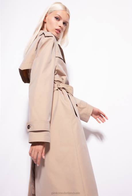jassen | L488831 trenchcoat met tortelduifjes gesp Pinko safari-beige