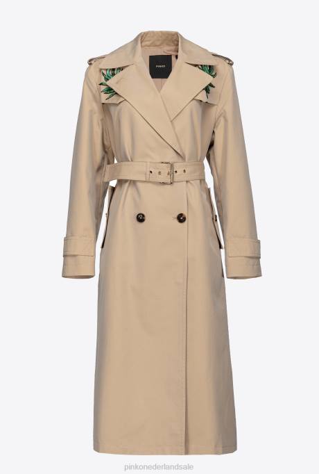 jassen | L488837 geborduurde trenchcoat Pinko safari-beige