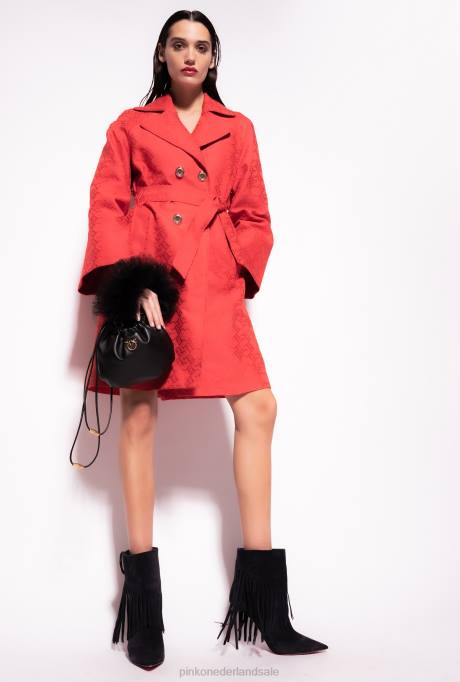 jassen | L488839 jacquard trenchcoat met logopatroon Pinko formule1 rood