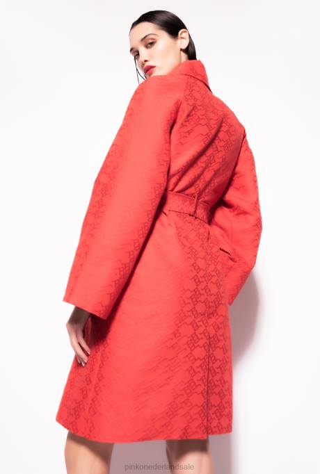 jassen | L488839 jacquard trenchcoat met logopatroon Pinko formule1 rood
