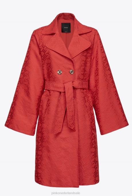 jassen | L488839 jacquard trenchcoat met logopatroon Pinko formule1 rood