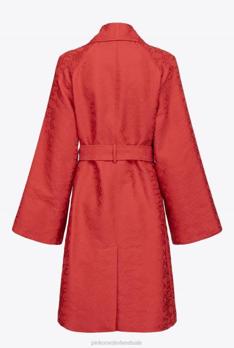jassen | L488839 jacquard trenchcoat met logopatroon Pinko formule1 rood