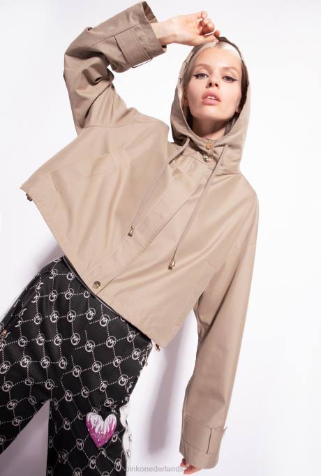 jassen | L488842 korte parka met vetersluiting Pinko boa