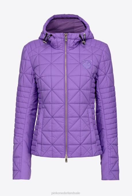 jassen | L488843 licht donsjack met logopatch Pinko lavendel lila