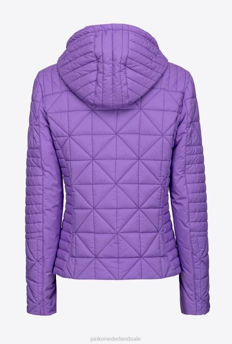 jassen | L488843 licht donsjack met logopatch Pinko lavendel lila