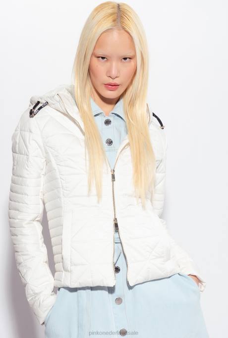jassen | L488844 licht donsjack met logopatch Pinko zijde wit