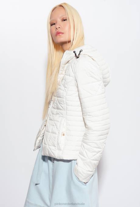 jassen | L488844 licht donsjack met logopatch Pinko zijde wit