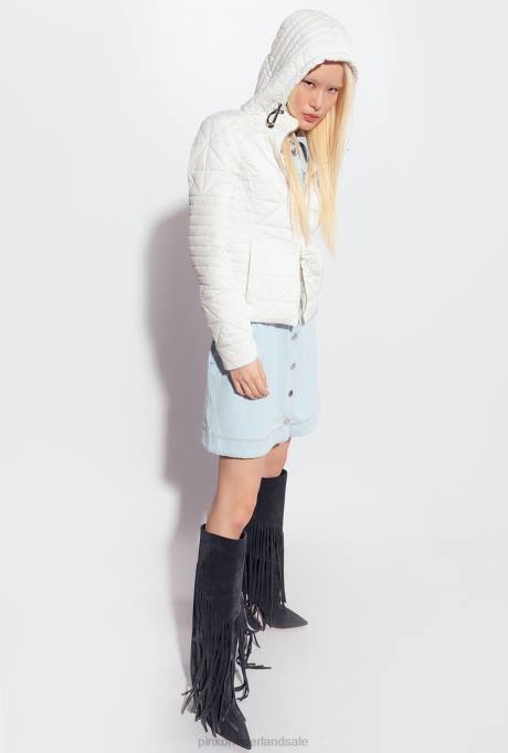 jassen | L488844 licht donsjack met logopatch Pinko zijde wit