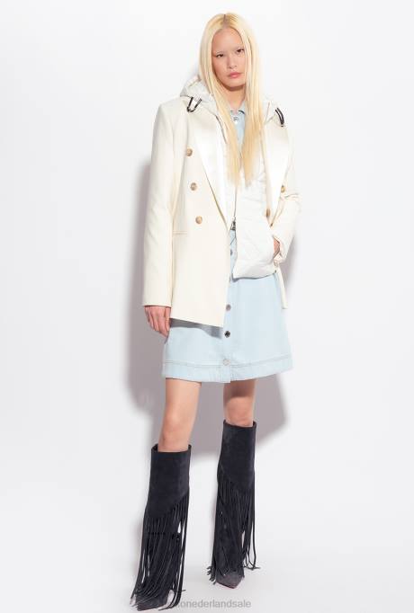 jassen | L488844 licht donsjack met logopatch Pinko zijde wit