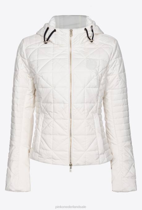 jassen | L488844 licht donsjack met logopatch Pinko zijde wit