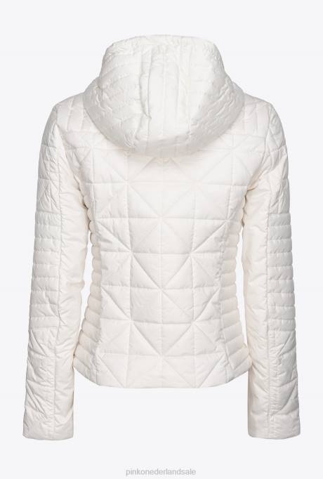 jassen | L488844 licht donsjack met logopatch Pinko zijde wit