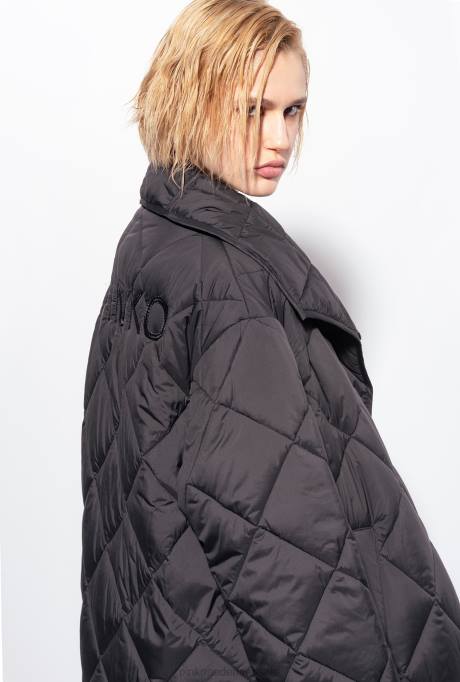 jassen | L488845 gewatteerde maxijas met borduursel Pinko limousine zwart