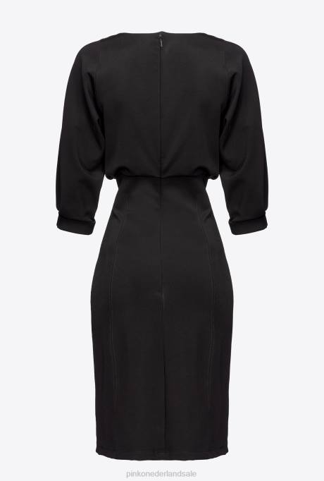halflange jurken | L488118 midi jurk met schede rok Pinko limousine zwart