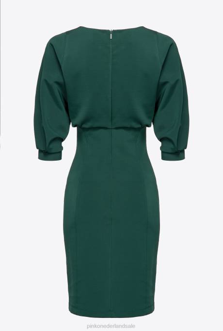 halflange jurken | L488214 midi jurk met schede rok Pinko ponderosa groen