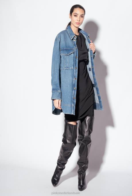 halflange jurken | L488215 midi jurk met schede rok Pinko limousine zwart