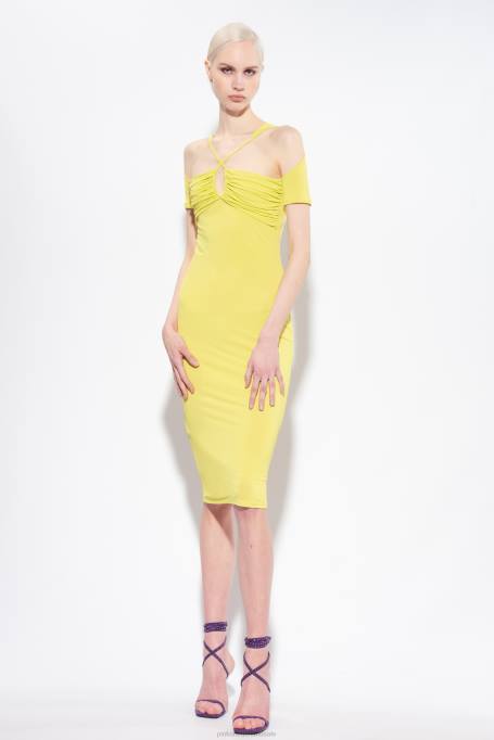 halflange jurken | L4884 vloeiende jersey midi-jurk Pinko groen - solfatara