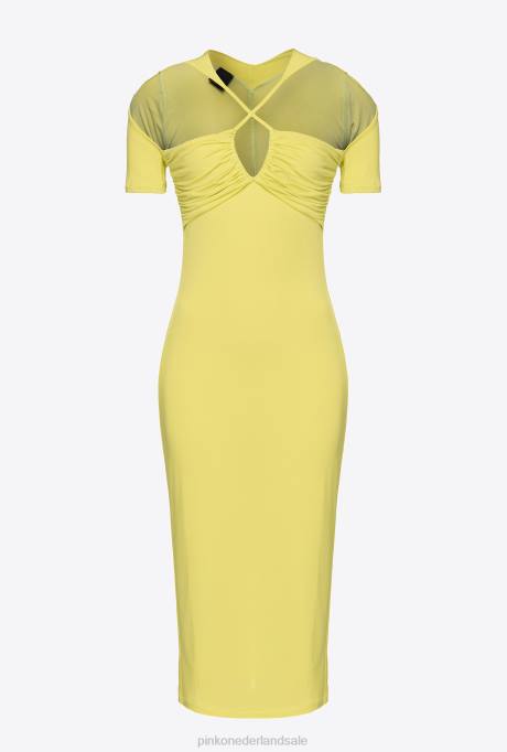 halflange jurken | L4884 vloeiende jersey midi-jurk Pinko groen - solfatara