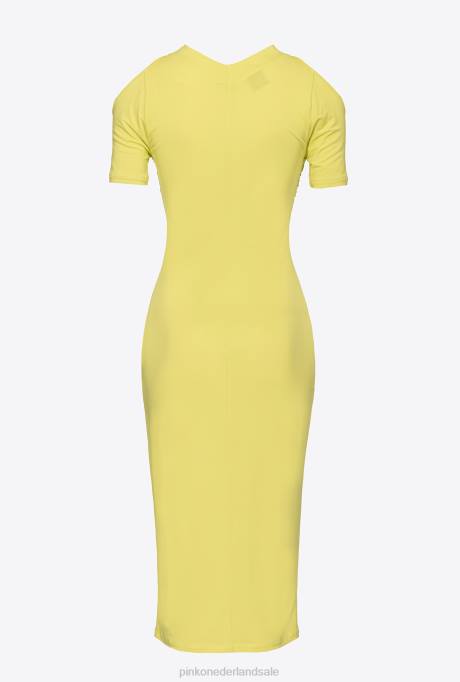 halflange jurken | L4884 vloeiende jersey midi-jurk Pinko groen - solfatara