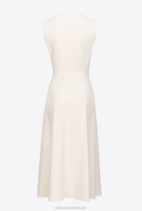 halflange jurken | L48869 midi-jurk van stretchcrêpe Pinko roze rook wit