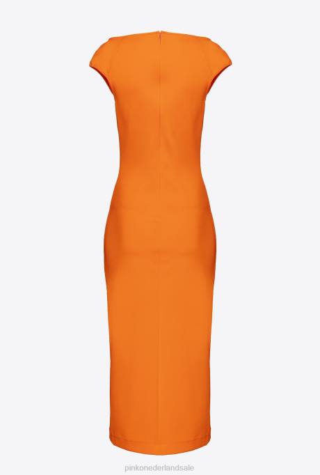 halflange jurken | L48875 midi-jurk van technische stof Pinko fel oranje