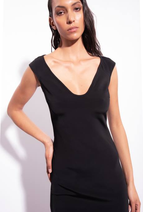 halflange jurken | L48876 midi-jurk van technische stof Pinko limousine zwart