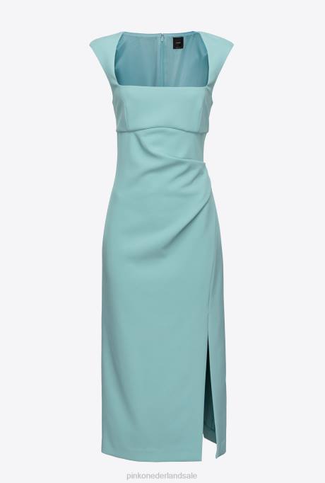 halflange jurken | L48878 midi-jurk met split Pinko nijl blauw