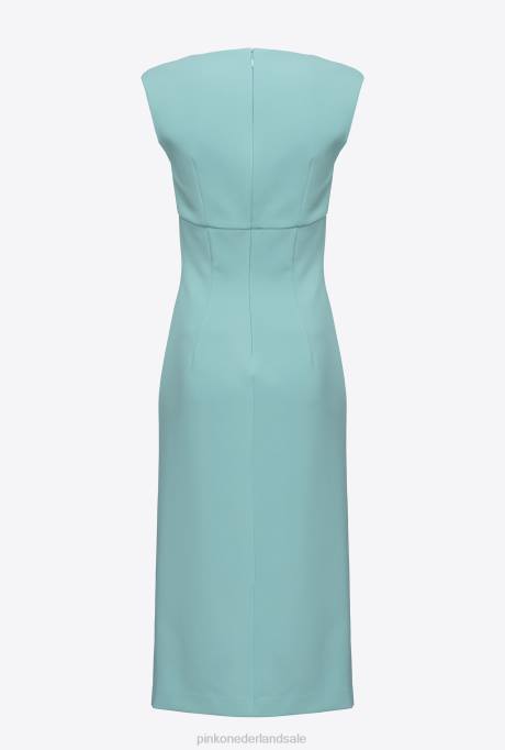 halflange jurken | L48878 midi-jurk met split Pinko nijl blauw