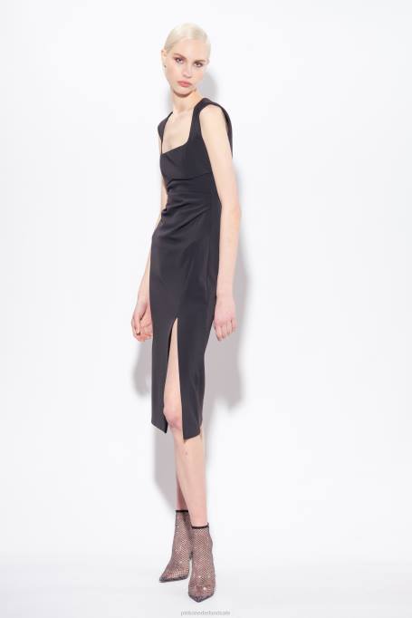 halflange jurken | L48879 midi-jurk met split Pinko limousine zwart