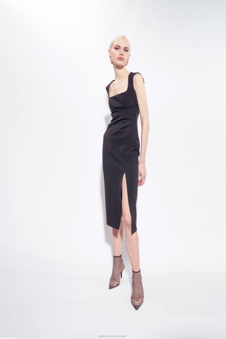 halflange jurken | L48879 midi-jurk met split Pinko limousine zwart