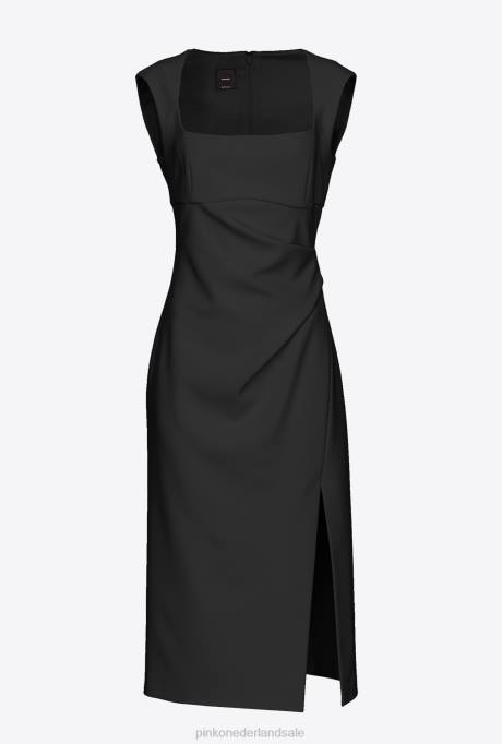 halflange jurken | L48879 midi-jurk met split Pinko limousine zwart