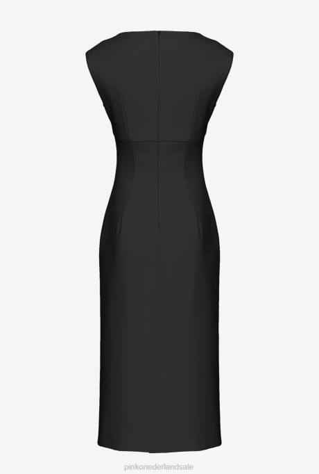 halflange jurken | L48879 midi-jurk met split Pinko limousine zwart