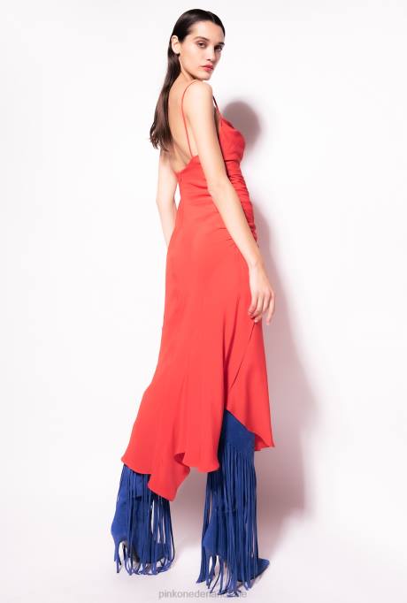 halflange jurken | L48880 onderjurk van zijdemix Pinko formule1 rood