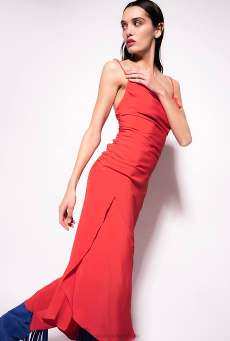 halflange jurken | L48880 onderjurk van zijdemix Pinko formule1 rood