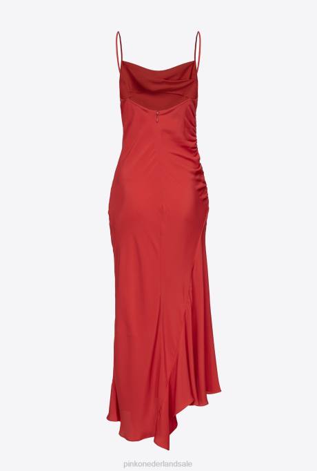 halflange jurken | L48880 onderjurk van zijdemix Pinko formule1 rood