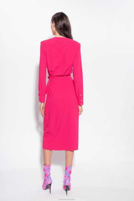 halflange jurken | L48888 vloeiende crêpe wikkeljurk Pinko frambozen rood